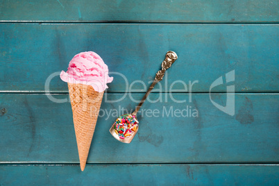 Top view strawberry ice cream