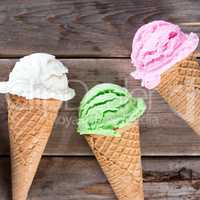 Different color ice cream cone