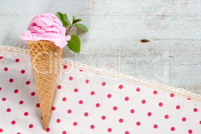 Top view pink ice cream