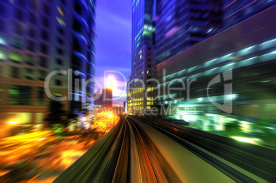 High speed train in city