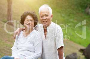 Elderly Asian couple outdoor.