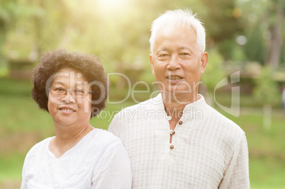 Happy elderly Asian couple.