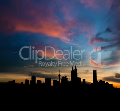 Silhouette Kuala Lumpur city skyline