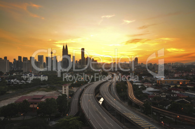 Kuala Lumpur city sunset view.