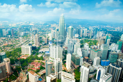 Aerial View Kuala Lumpur city skyline daytime