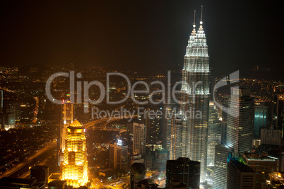 Top View Kuala Lumpur city skyline in night