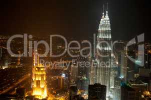 Top View Kuala Lumpur city skyline in night