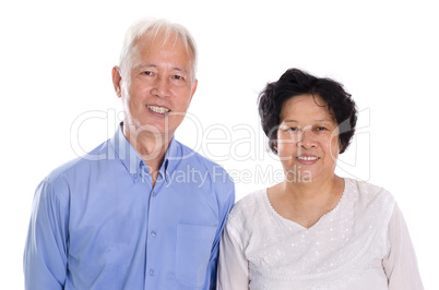 Isolated Asian old couple.