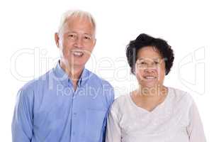 Isolated Asian old couple.