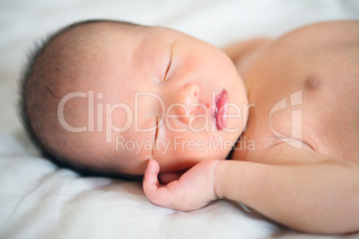 Close up newborn baby sleeping