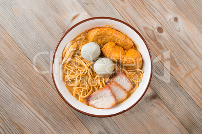 Top view Curry Noodles