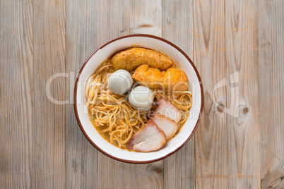 Top view Curry Noodles cuisine