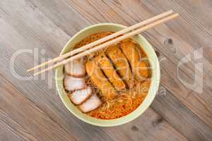 Top view Curry Noodles Asian cuisine