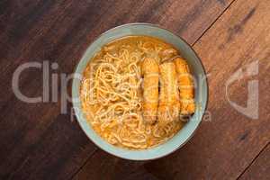 Top view Curry Laksa Noodles cuisine