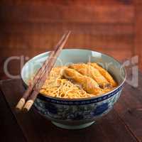 Hot and Spicy Curry Laksa Noodles Asian food