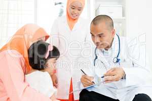 Children consulting doctor