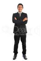 Full body Asian businessman arms crossed