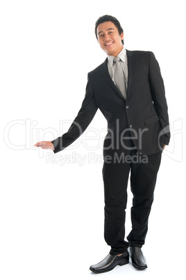 Asian businessman hand leaning on something