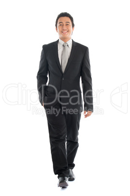 Full body Asian business people walking