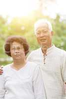 Happy elderly Asian couple portrait.
