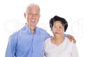 Isolated Asian elderly couple.
