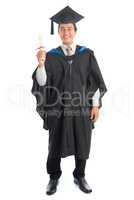 Full length university student graduation portrait