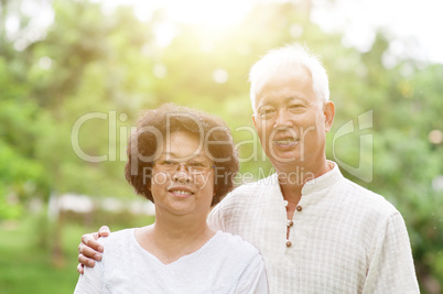 Happy old Asian couple portrait.