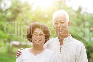 Happy old Asian couple portrait.