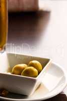 Olives and beer.