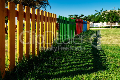 Colorful wooden fence.