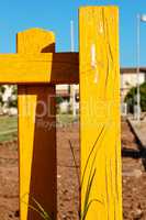 Yellow fence post.