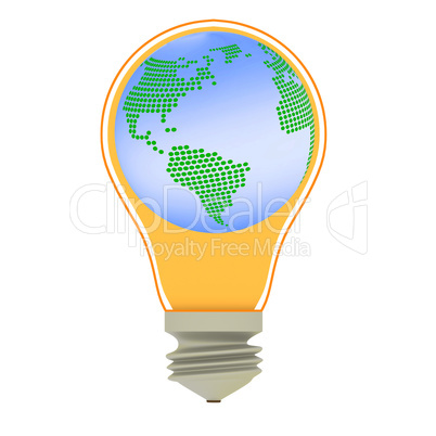Lightbulb with globe, 3-Illustration
