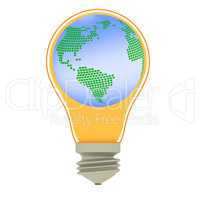 Lightbulb with globe, 3-Illustration