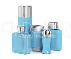 Men's cosmetic products on white background
