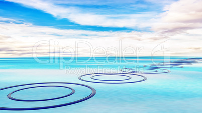 Rings in the water, 3D illustration