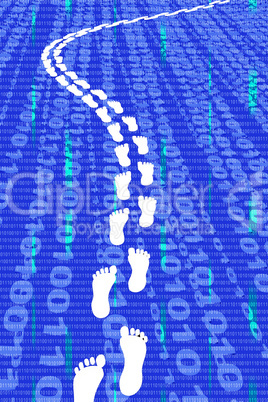 Footprints with numbers, 3d illustration