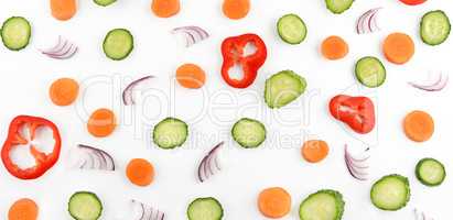 Abstract composition of vegetables. Vegetable pattern. Food back