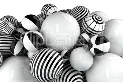 black and white Balls still life