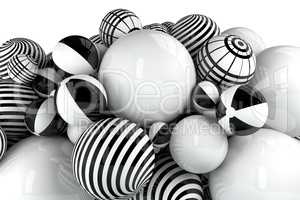 black and white Balls still life