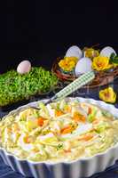 Spring egg salad with leek and garden cress