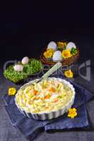 Spring egg salad with leek and garden cress