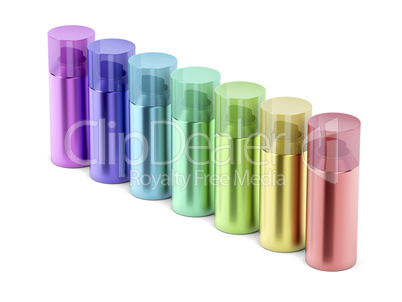 Colorful aerosol spray cans