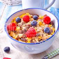 muesli breakfast menu with forest fruits