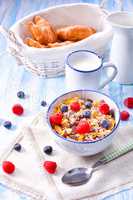 muesli breakfast menu with forest fruits