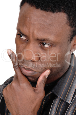 Portrait of African man with hand in his chin