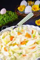 Spring egg salad with leek and garden cress