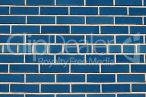 Blue ceramic bricks wall