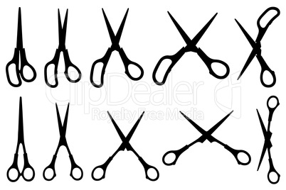Set of different scissors