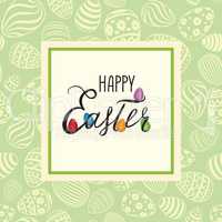 Happy Easter greeting card. Holiday bakground Easter eggs
