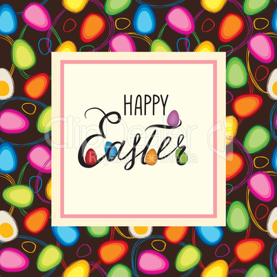 Happy Easter greeting card Holiday bakground Easter eggs